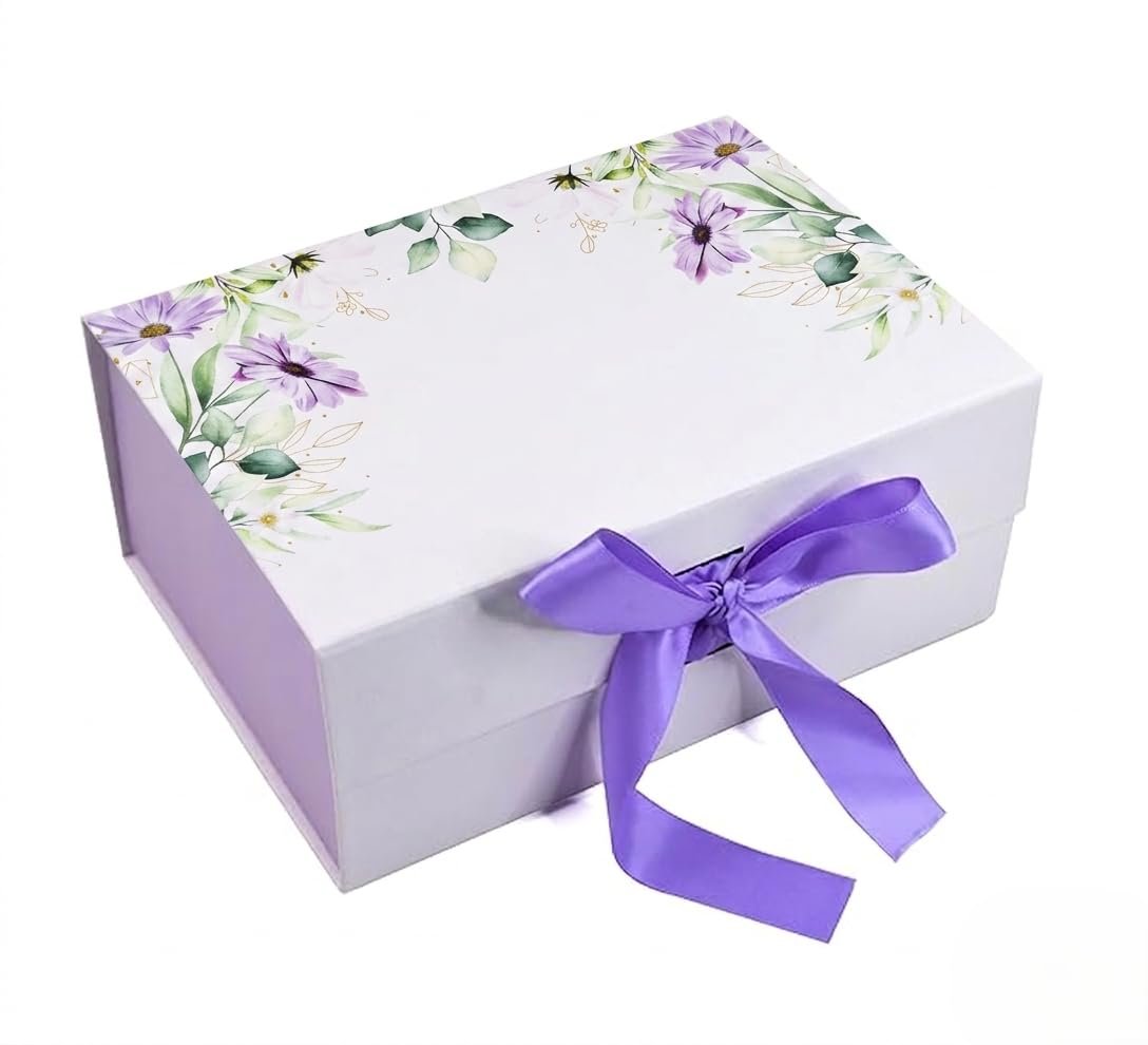 RBS® - Foldable Hamper Boxes for Gift Empty 23 x 16 x 10cm Matte Lamination Holding Upto 3Kg Readymade Gift Box Multipurpose Cardboard Boxes for Packing Hamper Box (Lavender)