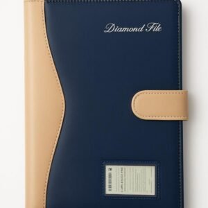 Dacto2pick Faux Leather Professional File Folder for Documents and Certificates - 20 Leafs - Conference Folder - Business Organizer (Blue) Multicoloured