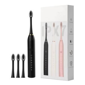 KASHTHABHANJAN PHARMA® Sonic Electric Toothbrush for Adults & Kids | 5 Cleaning Modes | 34000 Strokes/Min | USB Rechargeable | 4 Brush Heads | Waterproof IPX7 | Deep Cleaning Electric Tooth Brush (Multicolor)