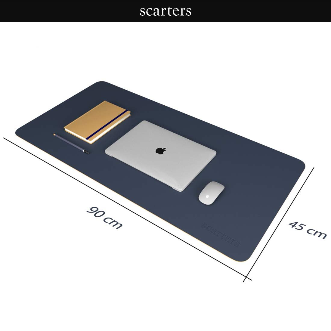 Scarters Desk Mat & Extended Mouse Pad 90x45cm, Reversible (Blue & Yellow)