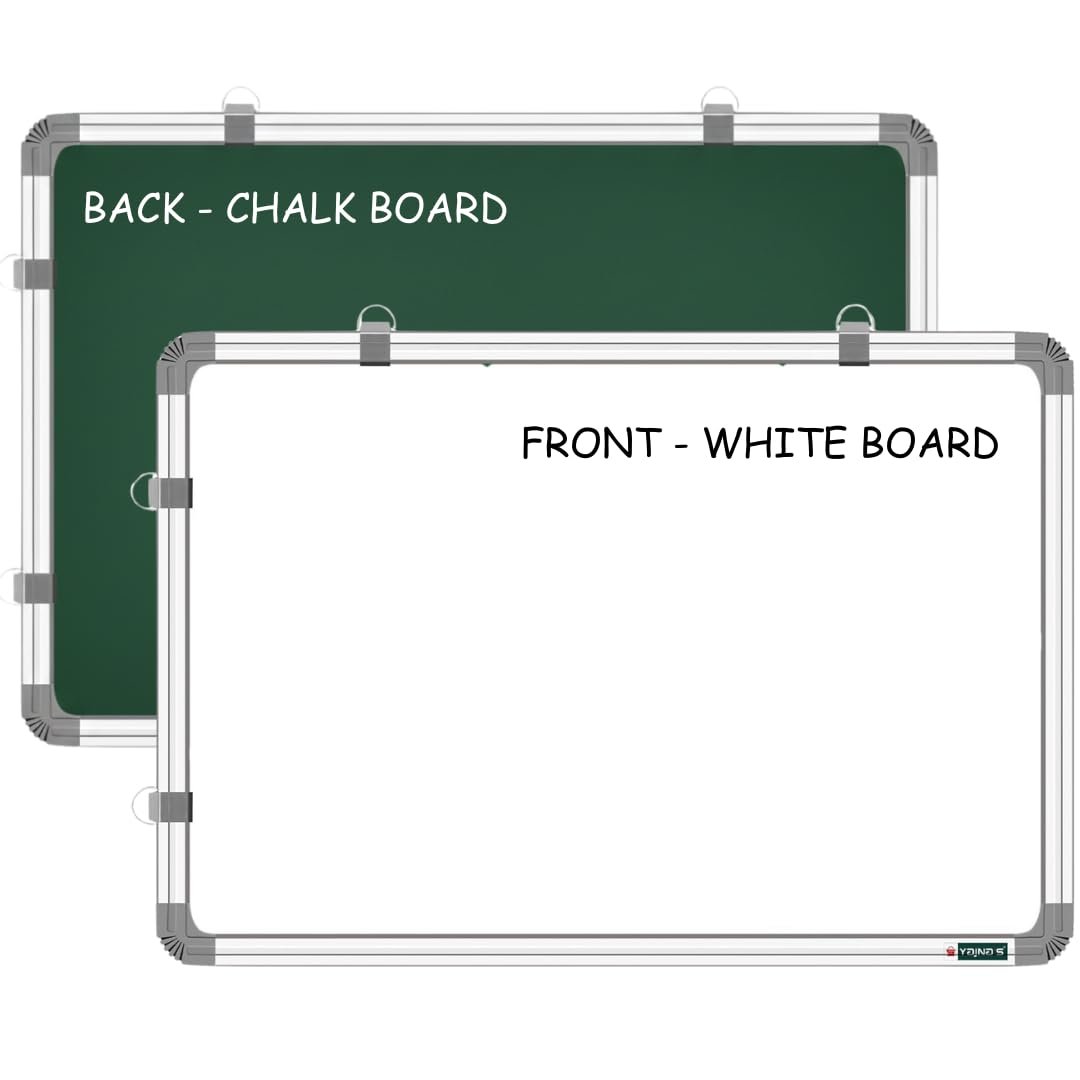 YAJNAS White Board 3 feet x4 feet Non Magnetic Double Sided Whiteboard and Chalkboard, whiteboard for Kids, White Board for Home Study Room Whiteboard for Office & School