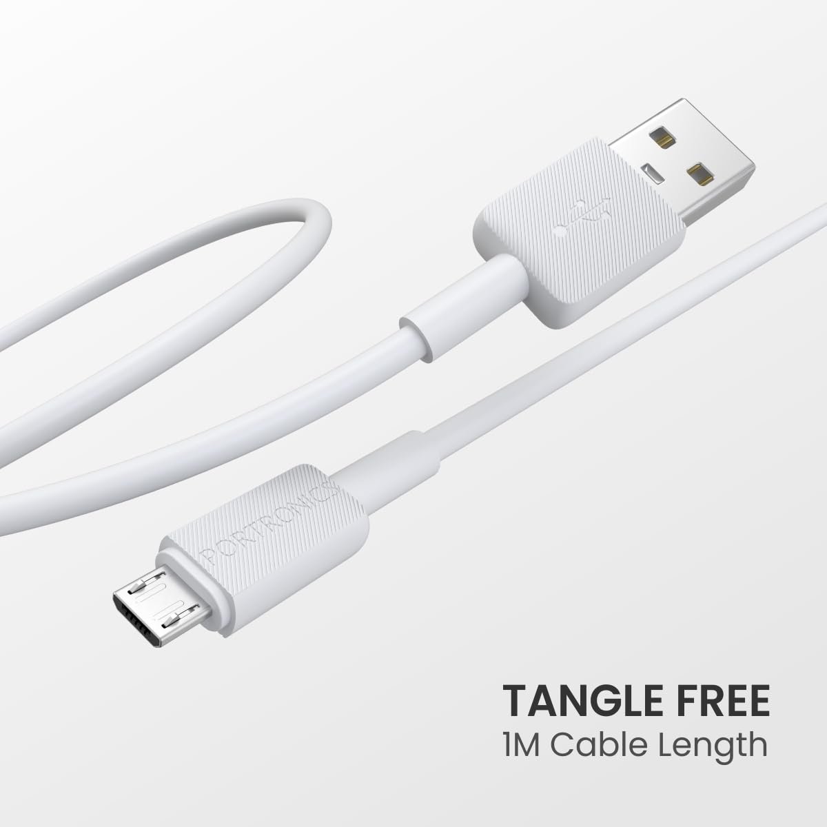 Portronics Konnect Link Micro USB Fast Charging Cable with 3.0A Output, 480Mbps Data Transfer, 1M Length for Smartphones, Tablet, Laptops & Other Micro USB Devices(White)
