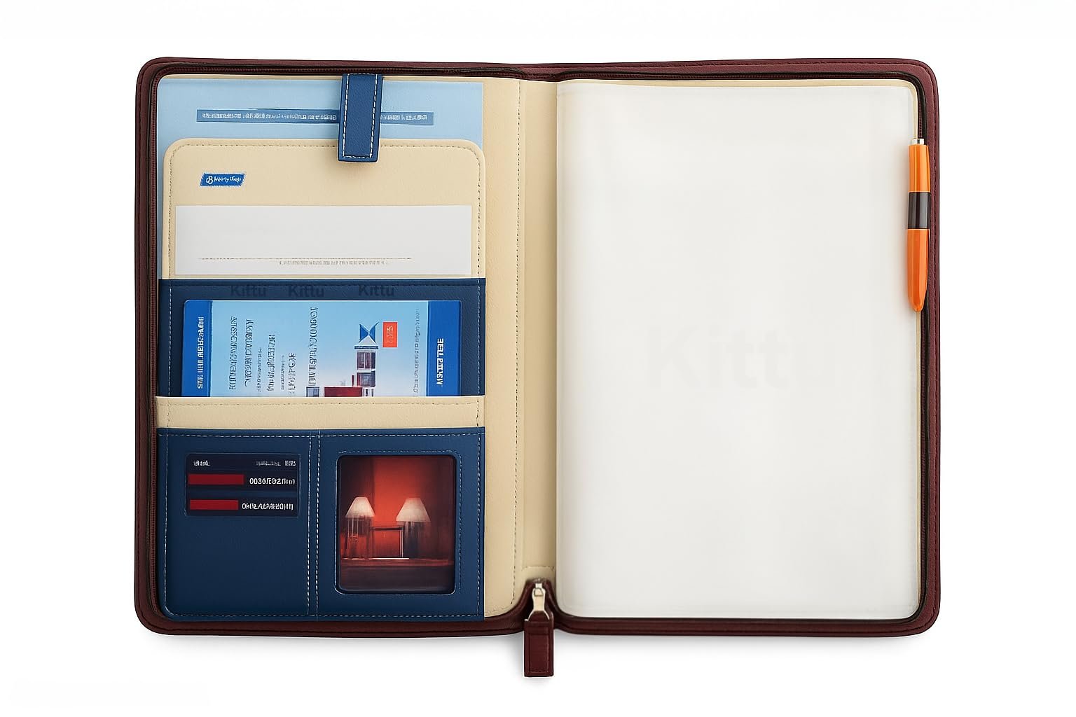 Dacto2pick Faux Leather Professional File Folder for Documents and Certificates - 20 Leafs - Conference Folder - Business Organizer (Blue) Multicoloured