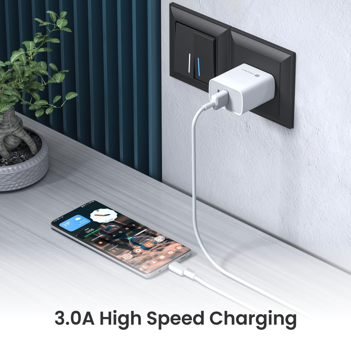 Portronics Konnect Link Micro USB Fast Charging Cable with 3.0A Output, 480Mbps Data Transfer, 1M Length for Smartphones, Tablet, Laptops & Other Micro USB Devices(White)
