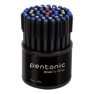 Pentonic 0.7mm Ball Point Pen Tumbler Pack | Black Body | Blue, Black & Red Ink | Pack of 50 Pens