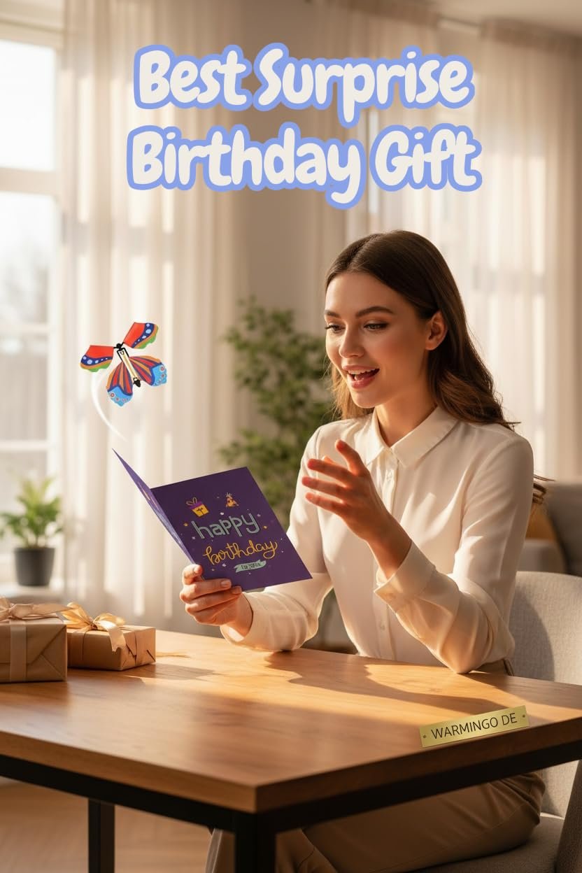 WARMINGO DE 3D Butterfly Pop-Up Happy Birthday Greeting Card | Unique Birthday Gift for Friends, Family, Girlfriend, Boyfriend | Special Surprise Card with Envelope (BIRTHDAY)