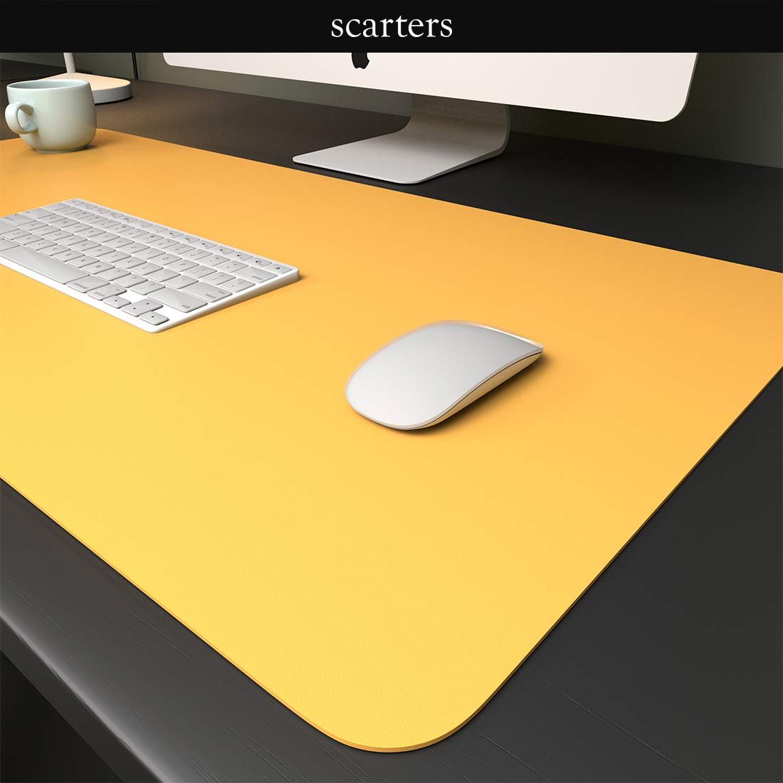 Scarters Desk Mat & Extended Mouse Pad 90x45cm, Reversible (Blue & Yellow)