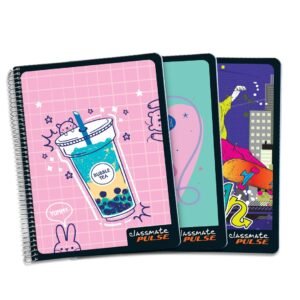 Classmate Pulse Long Book Ruled Notebook 180 Pages Single Line 29.7x21cm Wiro Binding Pack of 3 - Premium Paper Quality for Students Note Taking Assignments