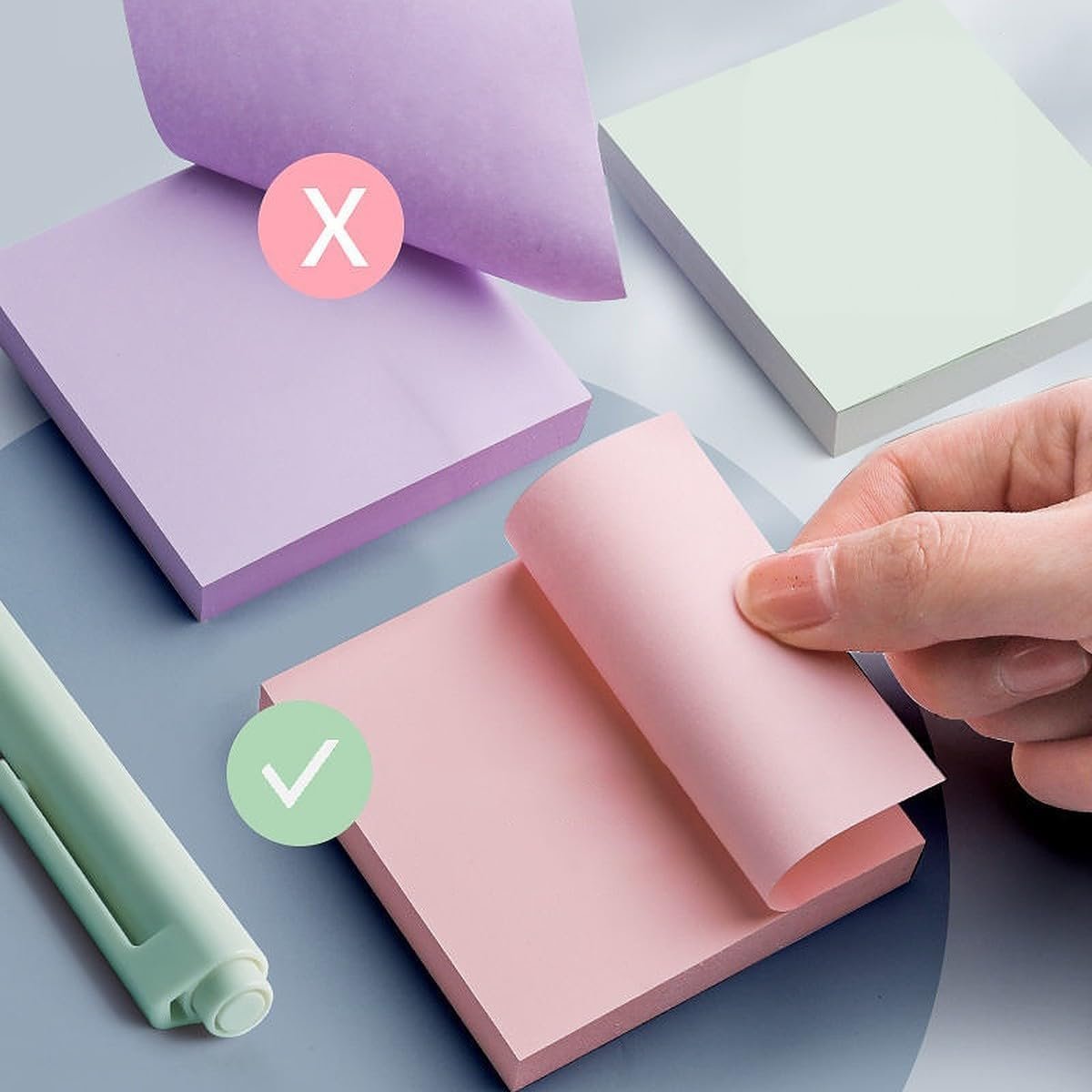 Sticky Notes 400 Sheets Cube (4 Colors x 100 Sheets Each) Aesthetic Sticky Notes for Office, Study, School and Home, Repositionable Notes for Reminders, Planning and Journaling