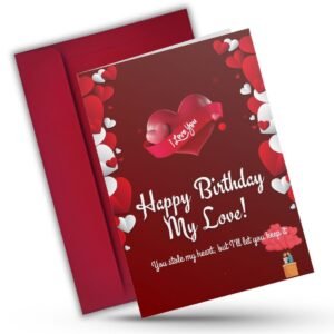 AanyaCentric A5 Size 5.8x8.3inch Birthday Romantic Love Greeting Card with Envelope Gift For Husband Wife Lover Girlfriend Boyfriend Express Your Love with Unique Design