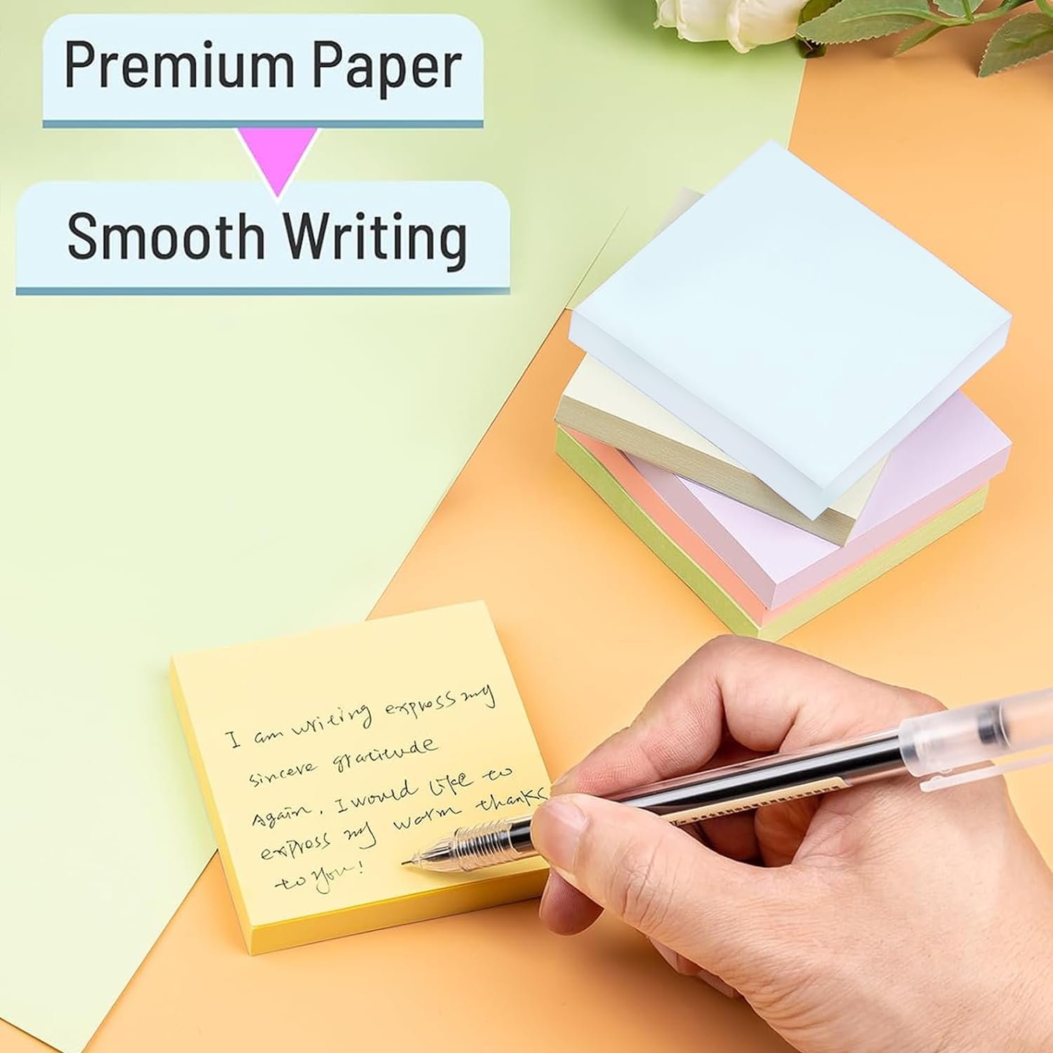 Sticky Notes 400 Sheets Cube (4 Colors x 100 Sheets Each) Aesthetic Sticky Notes for Office, Study, School and Home, Repositionable Notes for Reminders, Planning and Journaling