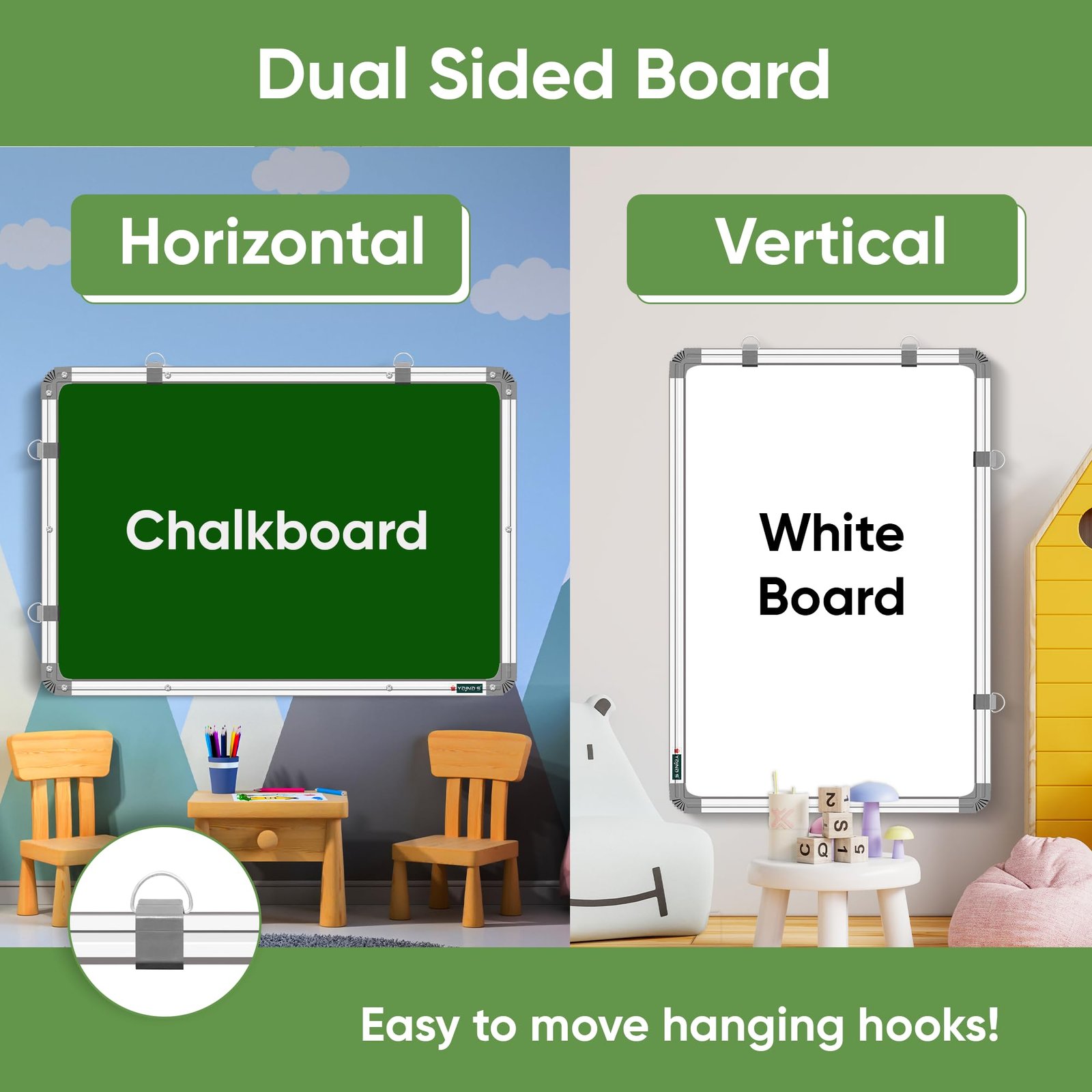 YAJNAS White Board 3 feet x4 feet Non Magnetic Double Sided Whiteboard and Chalkboard, whiteboard for Kids, White Board for Home Study Room Whiteboard for Office & School