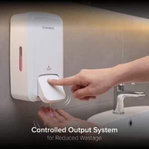 Euronics Manual Soap Dispenser 1000Ml | Wall Mounted Liquid & Gel Soap Dispenser | ABS Hand Wash Dispenser for Bathroom, Kitchen, Office & Commercial Washrooms | White | ES43