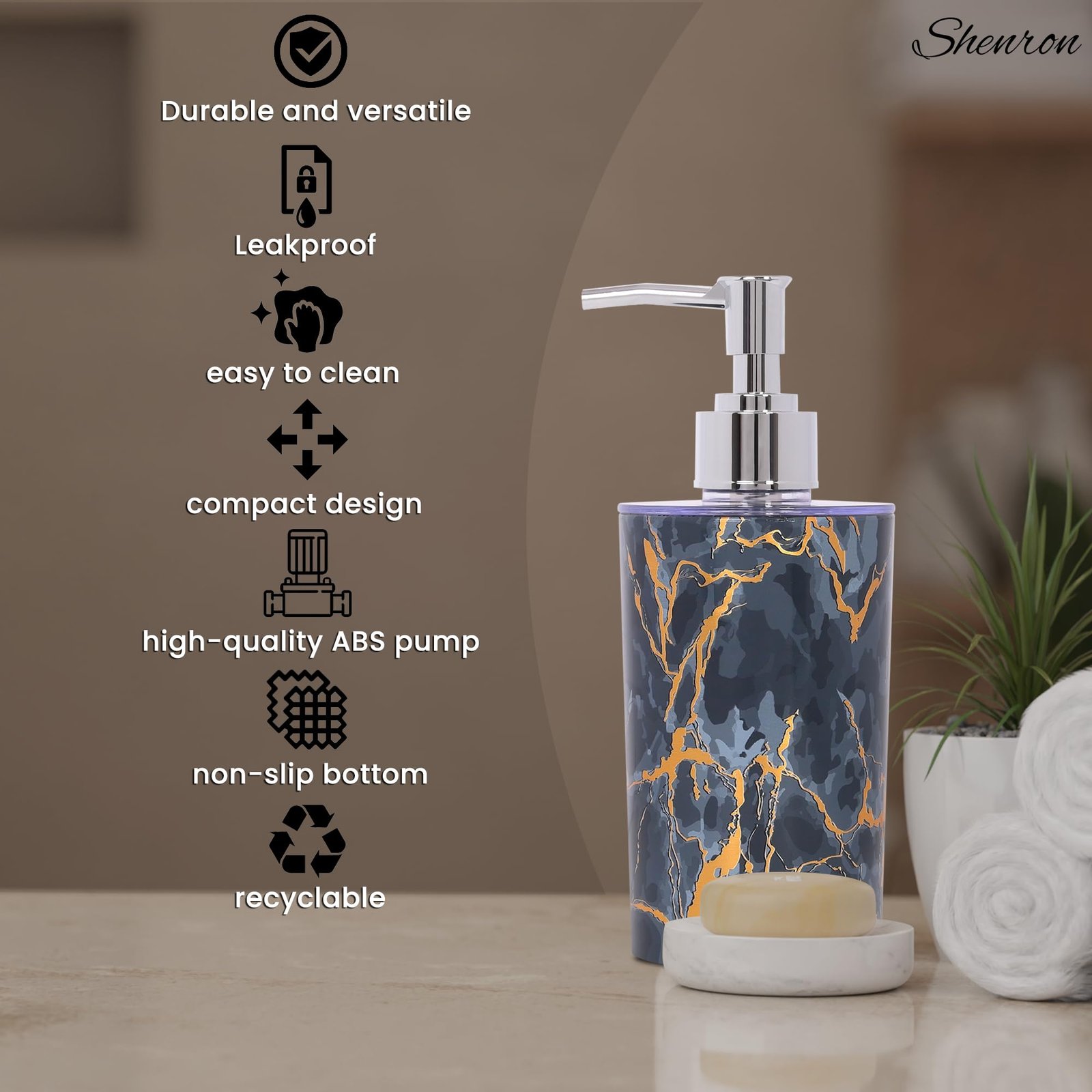 Shenron Refillable Liquid Soap Dispenser, Unbreakable Plastic Dispenser for Sanitizer, Lotion, Shampoo & Handwash Bottle for Kitchen, Bathroom, Shower, Wash Basin, 250ML (Blue, Pack of 2)