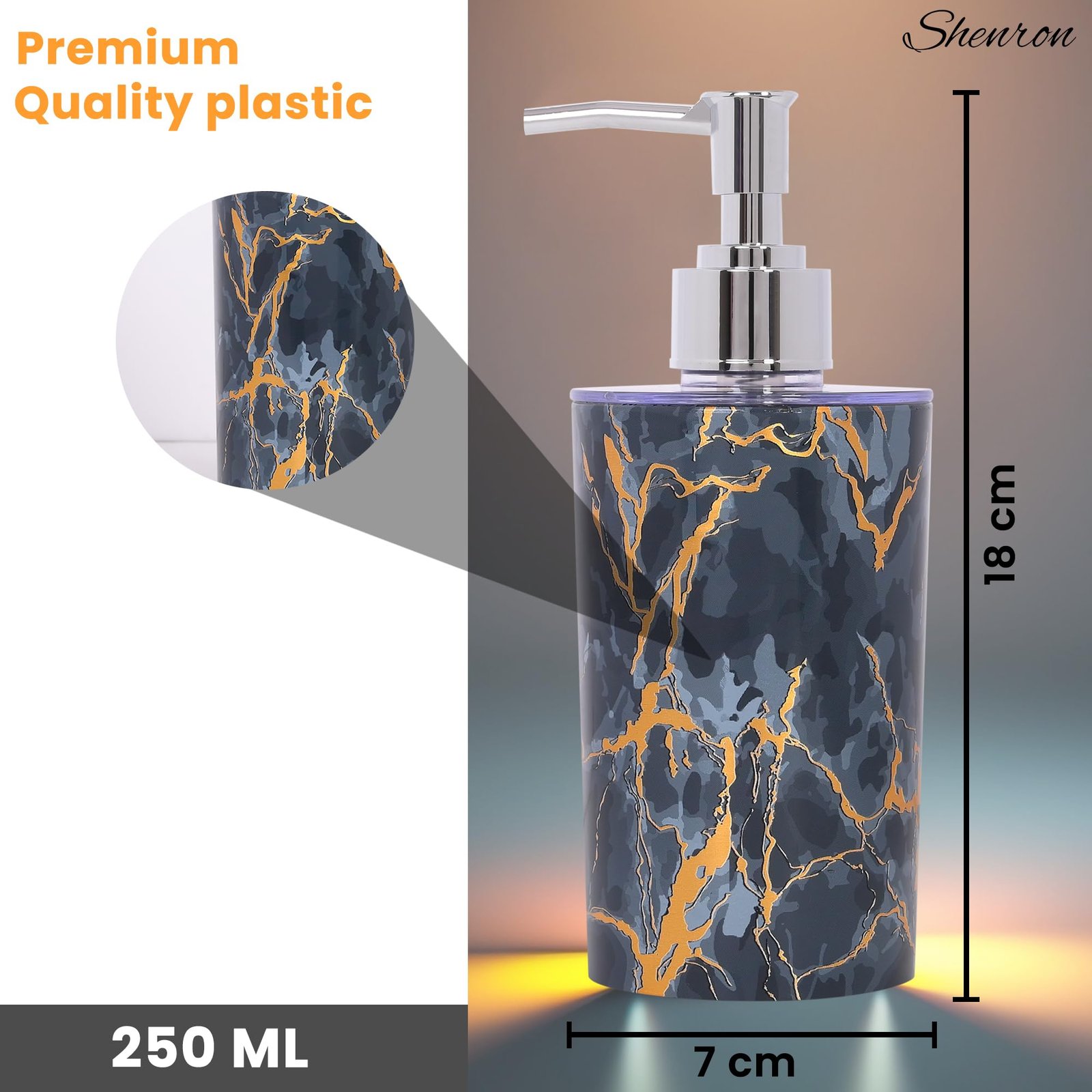 Shenron Refillable Liquid Soap Dispenser, Unbreakable Plastic Dispenser for Sanitizer, Lotion, Shampoo & Handwash Bottle for Kitchen, Bathroom, Shower, Wash Basin, 250ML (Blue, Pack of 2)