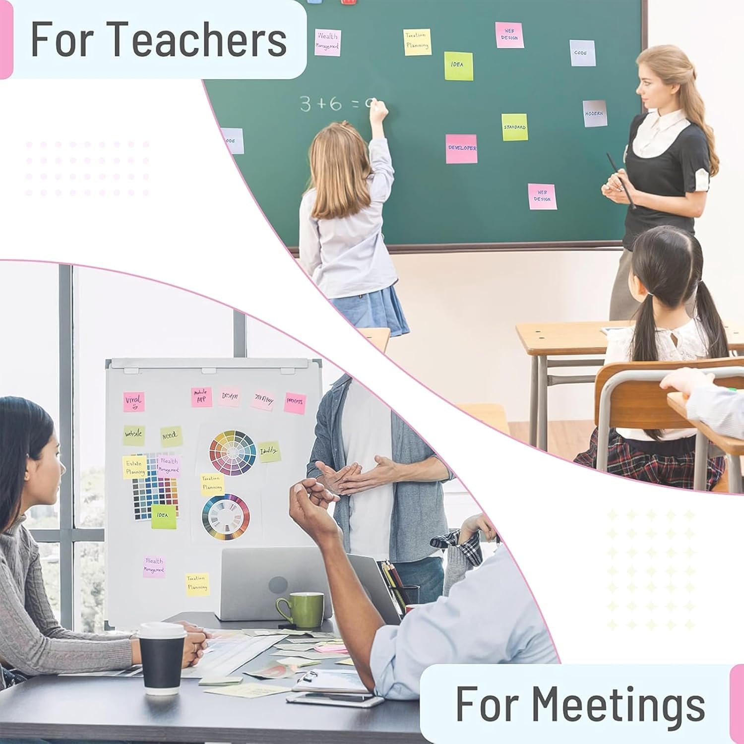 Sticky Notes 400 Sheets Cube (4 Colors x 100 Sheets Each) Aesthetic Sticky Notes for Office, Study, School and Home, Repositionable Notes for Reminders, Planning and Journaling
