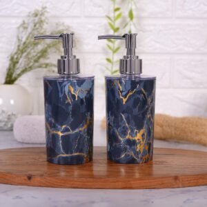 Shenron Refillable Liquid Soap Dispenser, Unbreakable Plastic Dispenser for Sanitizer, Lotion, Shampoo & Handwash Bottle for Kitchen, Bathroom, Shower, Wash Basin, 250ML (Blue, Pack of 2)