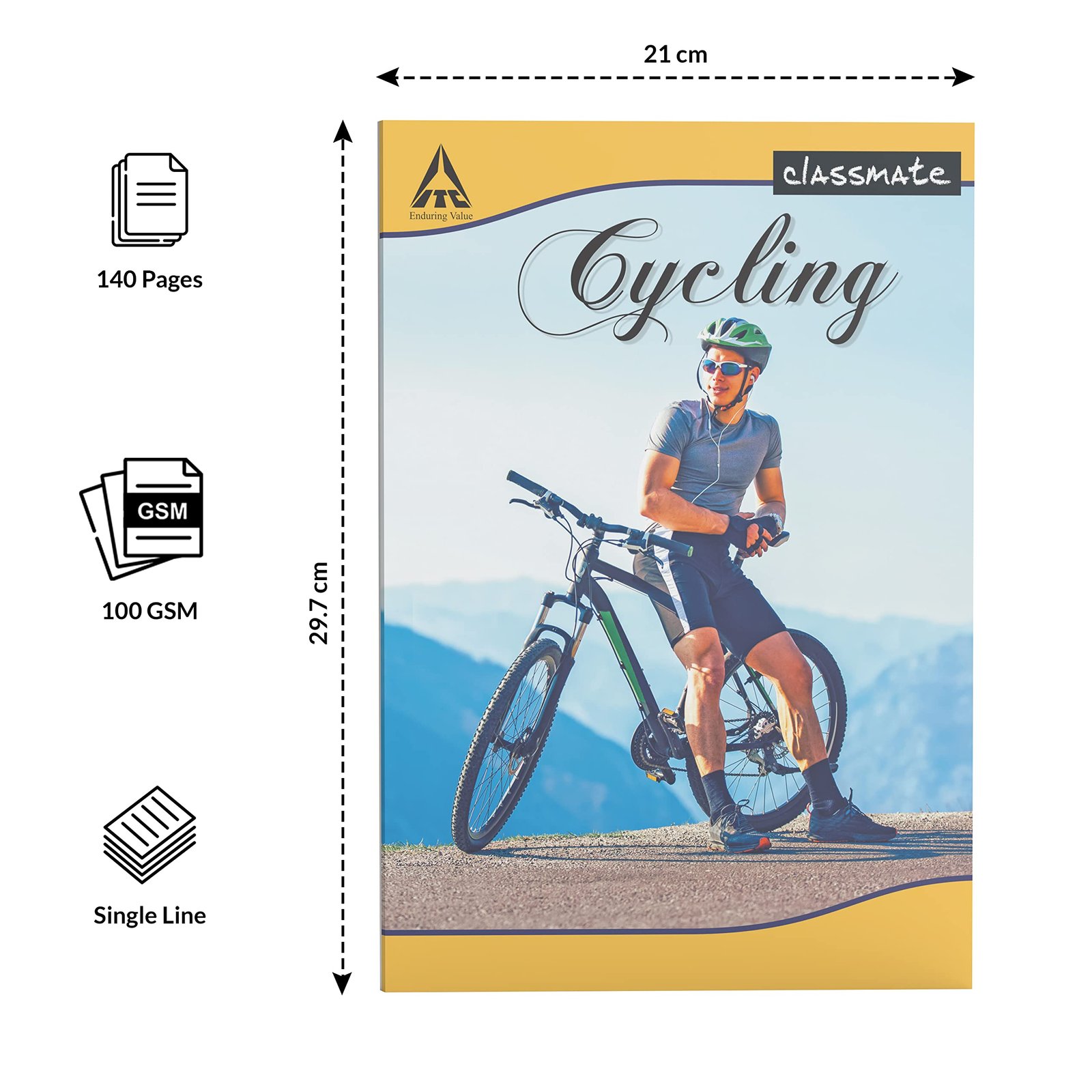 Classmate Long Notebook - 140 Pages, Single Line, 297mm x 210mm (Pack of 12)