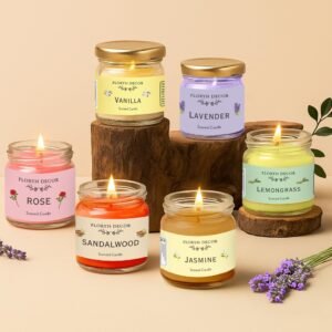 Floryn Decor Jar Scented Candles Gift Set | Scented Candle Set | Highly Fragranced Candles Pack of 6 Mini Jars